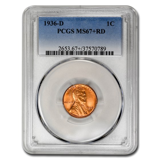 1936-D Lincoln Cent MS-67+ PCGS (Red) 1936-D Lincoln Cent MS-67+ PCGS (Red)